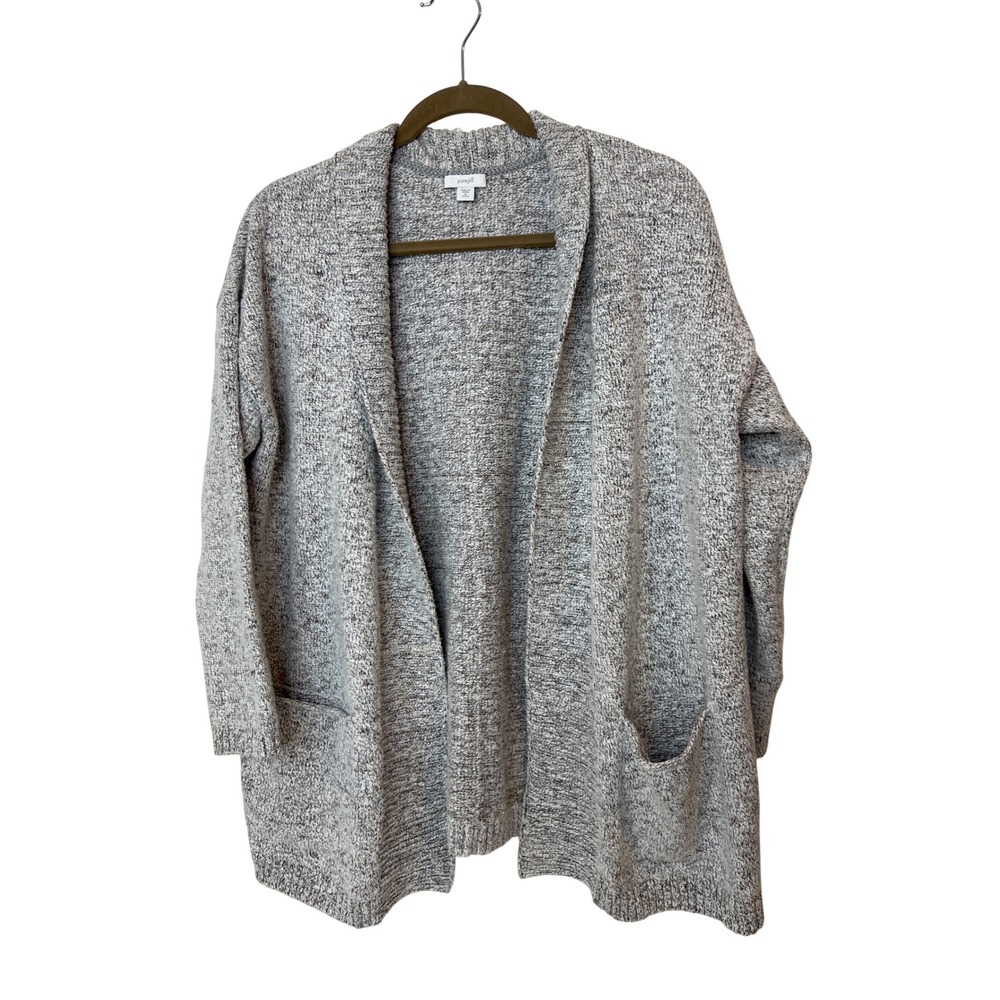 Pure Jill J. Jill Grey Marled Open Front Cardigan Sweater Pockets M Petite MP